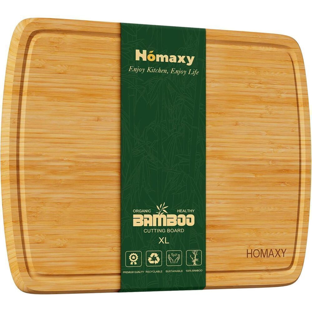 Extra Large Bamboo Cutting Boards for Kitchen 18X12.5" Wood XL with Juice Groove